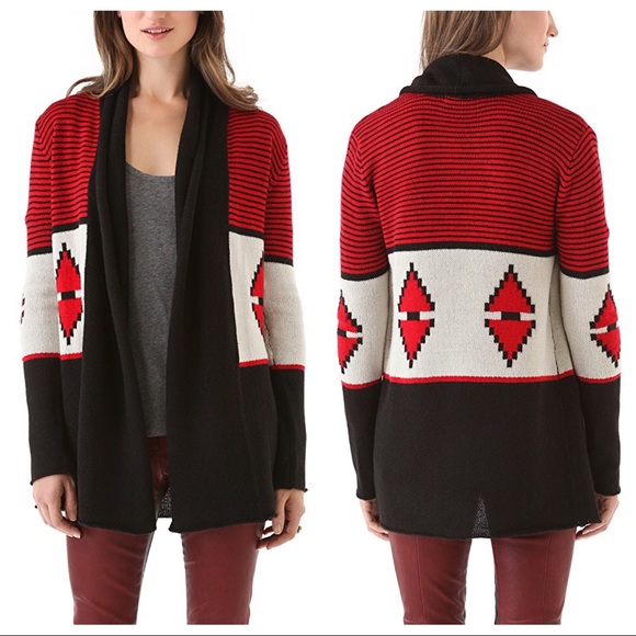 BB Dakota Sweaters - BB Dakota Red Black Oversized Elijah Cardigan Sz M